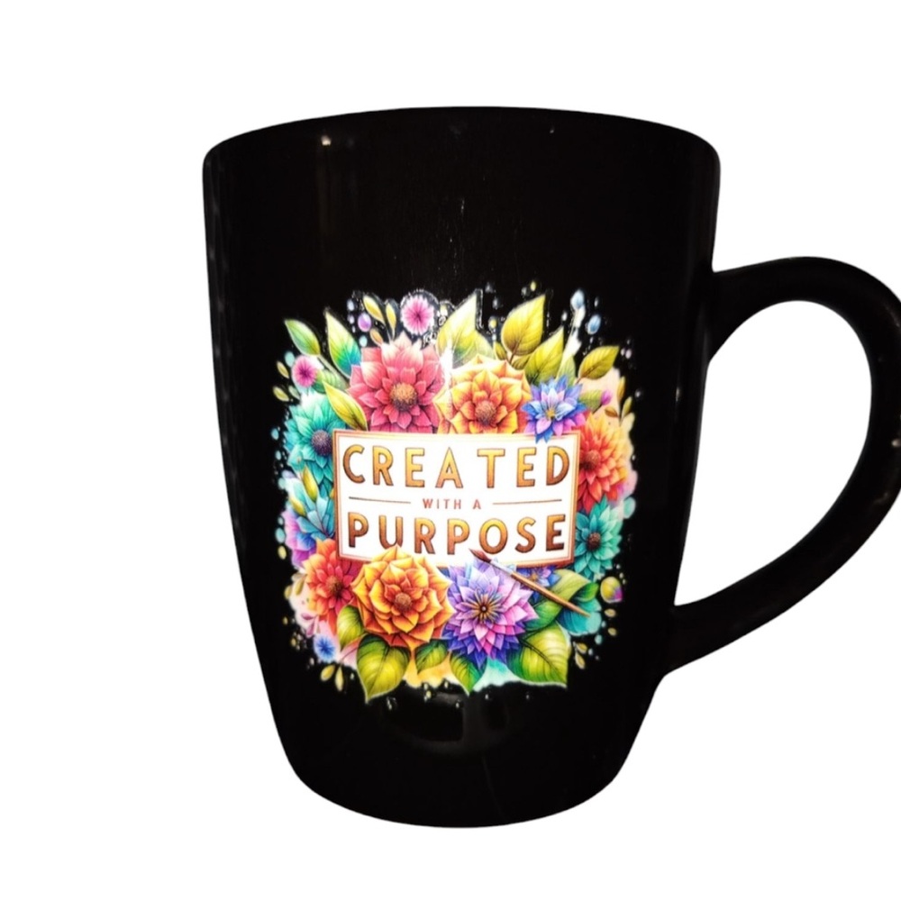 Floral Black Mug